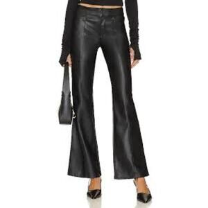 Free People Uptown High Rise‎ Vegan Leather Flat front Flare Leg Pants Size 14